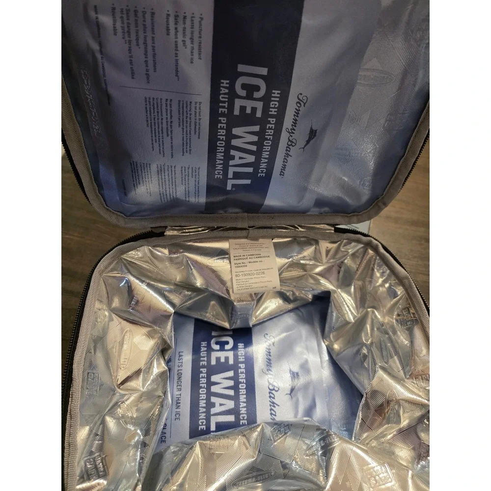 Tommy Bahama Fridge Cold Lunch Pack Expandable Insulated Bag 2 Ice Walls Black